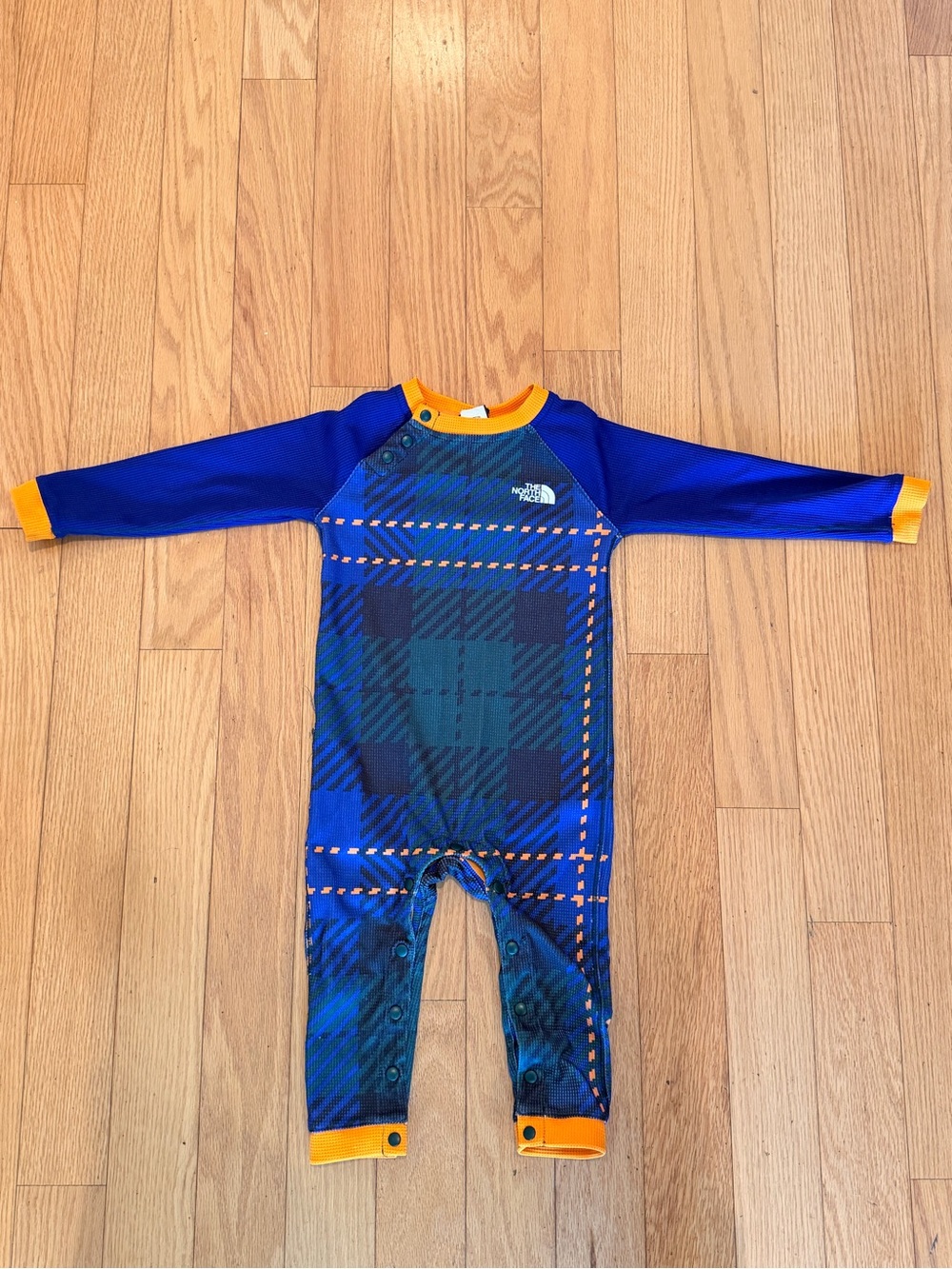 The North Face Blue Plaid Kids base layer